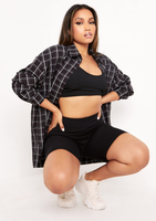 Teresa Black And White Longline Checked Oversized Shirt