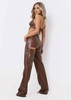 Teyana Chocolate PU Bum Split Detail Trousers