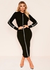 Thea Black White Stripe Ribbed Midi Dress