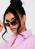 Tiana Brown Frameless Squareframe Sunglasses