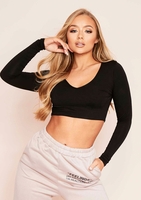 Tilda Black Basic Jersey V Plunge Crop Top