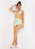 Tillie Blue Yellow Swirl Print Ruched Skirt