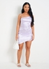 Tinsley Lilac High Shoulder Jacquard Satin Mini Dress