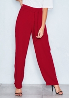 Trina Red Tie Waist Wide Leg Trousers