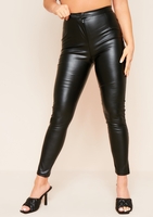 Urmi Black Vegan Leather PU Skinny Trousers
