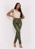 Urmi Khaki Vegan Leather PU Skinny Trousers