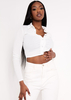 Valeria Cream Brushed Rib Ruched Detail Crop Top