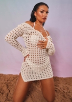 Valerie Ivory Low Back Crochet Beach Dress Cover Up