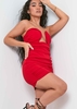 Vianna Red Bandeau Ruched Cup Detail Mini Dress