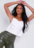 Vida White Ruched Side Satin Cami Top