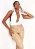 Vienna Cream Halterneck Tie Crop Top