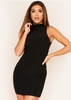 Viola Black High Neck Racer Mini Dress