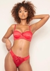 Viola Red Lace Mesh Heart Detail Padded Bra Lingerie Set