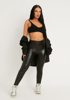 Viv Black PU Elasticated Leggings