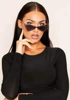 Vivica Clear Black Angular Cat Eye Sunglasses