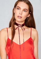 Wilma Wine Velvet Lace Up Choker