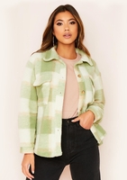 Yolanda Green Check Wool Blend Oversized Shacket