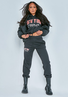 Zainab Black New York Slogan Joggers