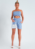 Zara Blue Bandeau And Waist Detail Shorts Co-Ord