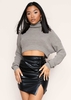 Zaralena Mocha Knitted Roll Neck Cropped Jumper