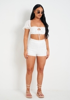 Zaria White Broidery Matching Shorts