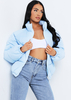 Zarina Blue Diamond Quilted Logo Padded Puffer Coat