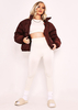 Zarina Chocolate Diamond Quilted Logo Padded Puffer Coat
