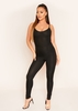 Zerlina Black Strappy Ribbed Casual Jumpsuit