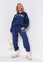Zoey Navy Missy Sport Slogan Jogger Co-ord
