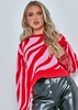Zooey Red And Pink Zebra Knitted Jumper