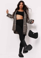 Zumra Beige Dogtooth Longline Oversized Shacket