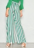 Zuri Green Stripe Belted Flare Trousers