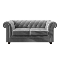 2 Seater Chesterfield Sofa in Grey Velvet - Bronte