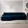 4 Seater Left Hand Facing L Shaped Sofa in Navy Blue Velvet - August