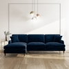 4 Seater Left Hand Facing L Shaped Sofa in Navy Blue Velvet - Payton