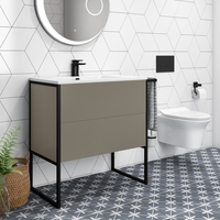 900mm Stone Grey Freestanding Vanity Unit with Basin - Nero