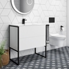 900mm White Freestanding Vanity Unit with Basin - Nero