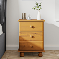 Bedside Table with 3 Drawers in Pine - Hamilton