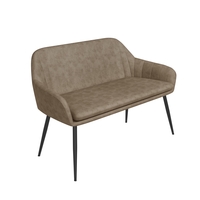 Beige Faux Leather Dining Bench with Back - Seats 2 - Logan
