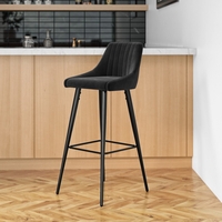 Charcoal Velvet Bar Stool with Back - 77cm - Macie