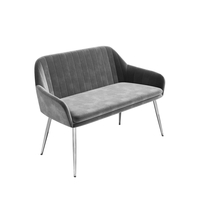 Grey Velvet Dining Bench with Back - Seats 2 - Logan