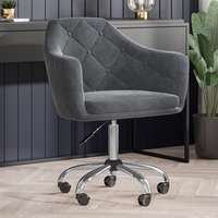 Grey Velvet Office Swivel Chair with Button Back - Marley