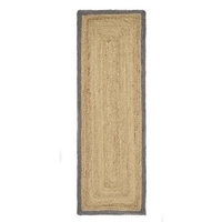 Jute Runner Rug with Grey Border - 67x200cm - Ripley