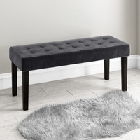 Kaylee Grey Velvet Hallway Bench with Black Legs