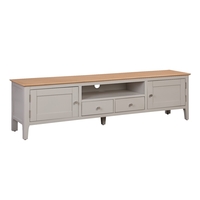 Large Grey Solid Wood TV Unit with Storage - TV
