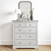 Light Grey French Tall Chest of 5 Drawers - Olivia