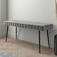 Logan Grey Velvet Hallway Bench with Black Legs
