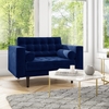 Mid Century Quilted Navy Blue Velvet Loveseat - Elba