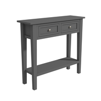 Narrow Grey Console Table with Drawers - Elms