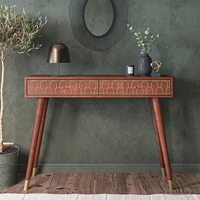 Narrow Mango Wood Console Table with Drawers - Dejan